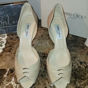 JIMMY CHOO Nude D'Orsay Pumps